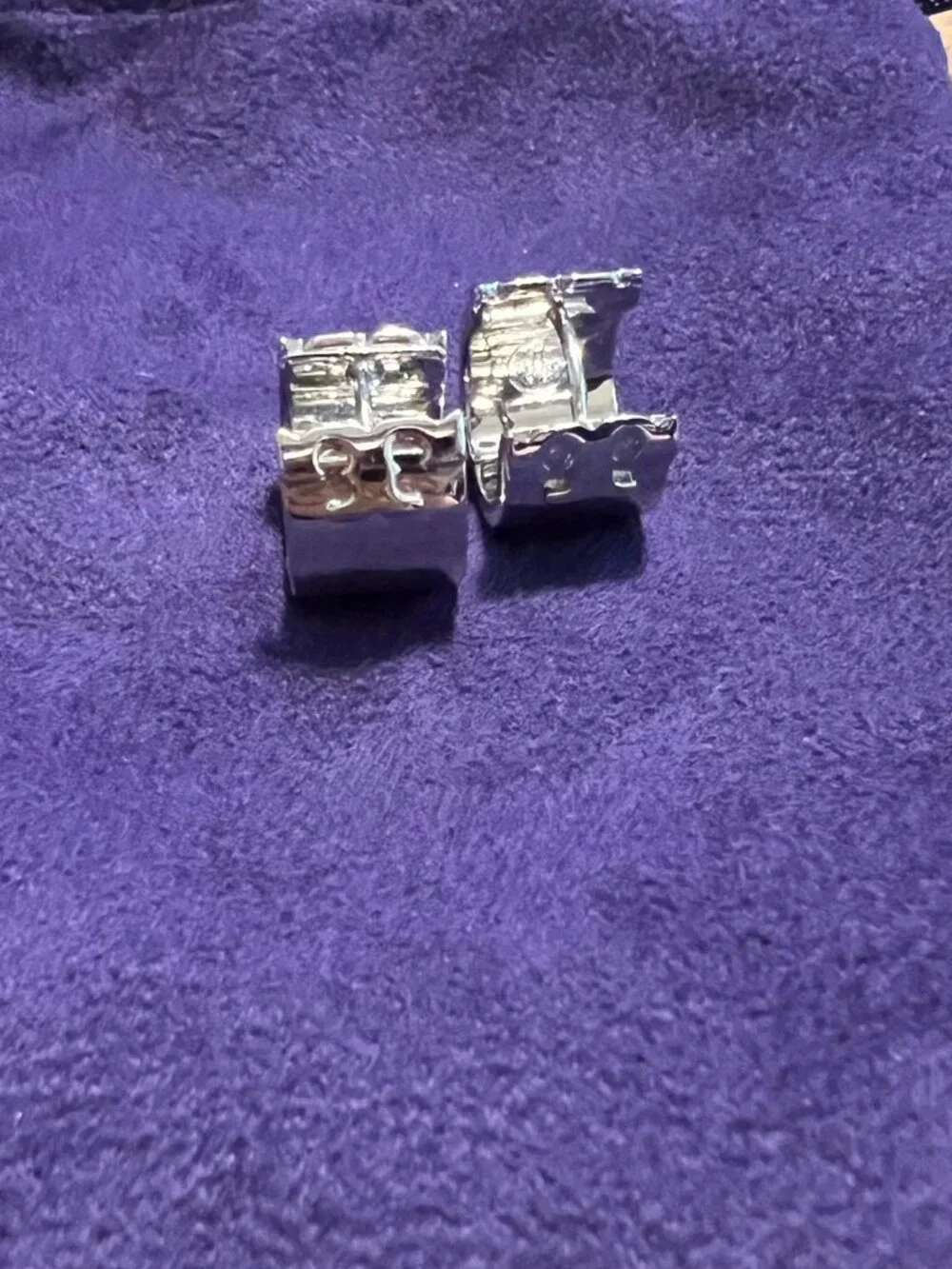 Tory Burch Silver Huggie Earrings